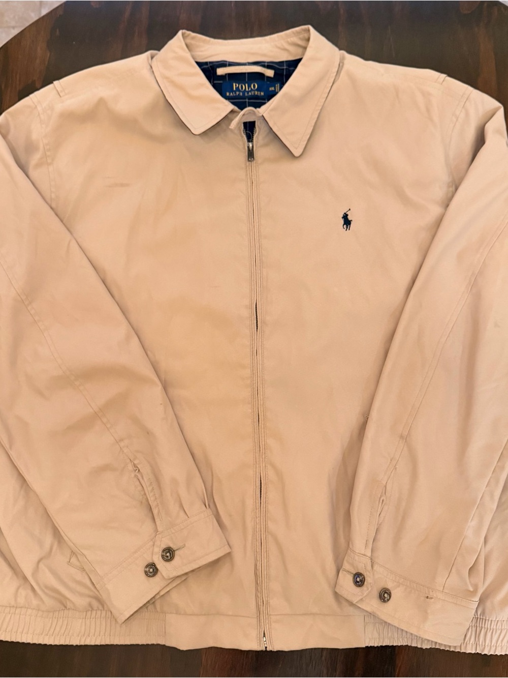 Ralph Lauren Men's Light Beige Zip-Front Harrington Jacket